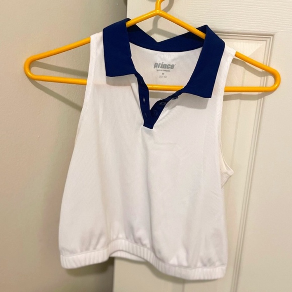 Prince Women's Sleeveless Crop Top Pollo W/ Collar